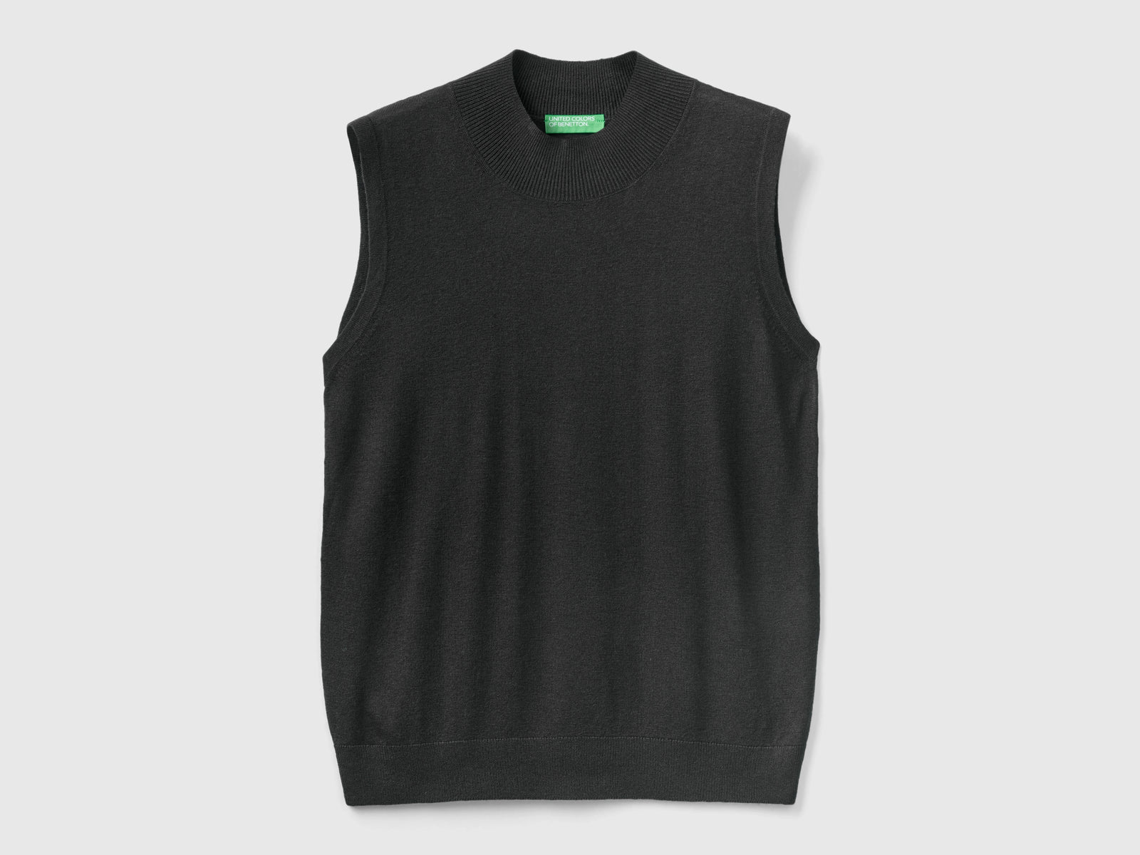 Maglia smanicata in misto viscosa da donna nero | Benetton Outlet