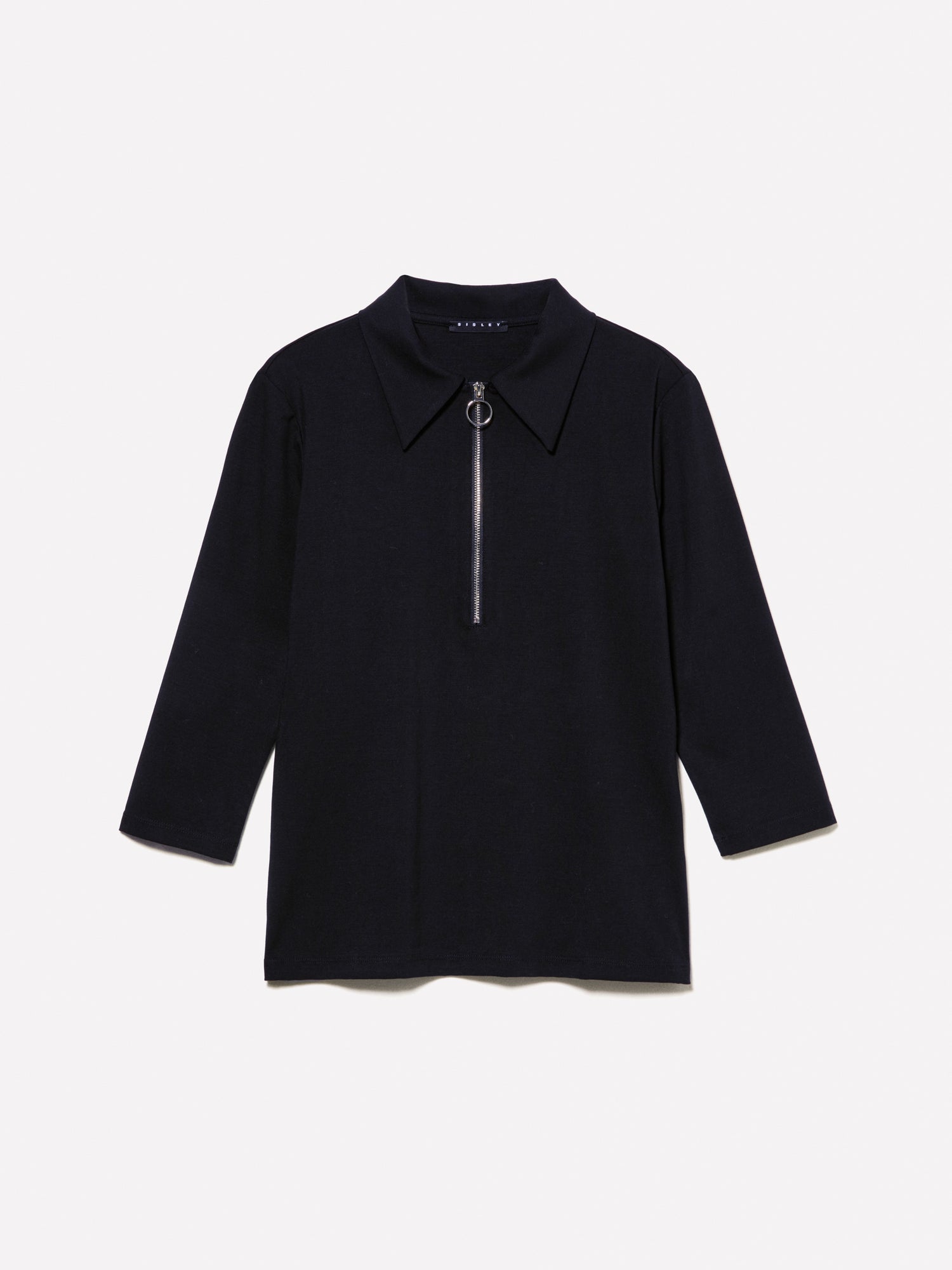 Camicia acetata a costine da donna nero | Sisley Outlet