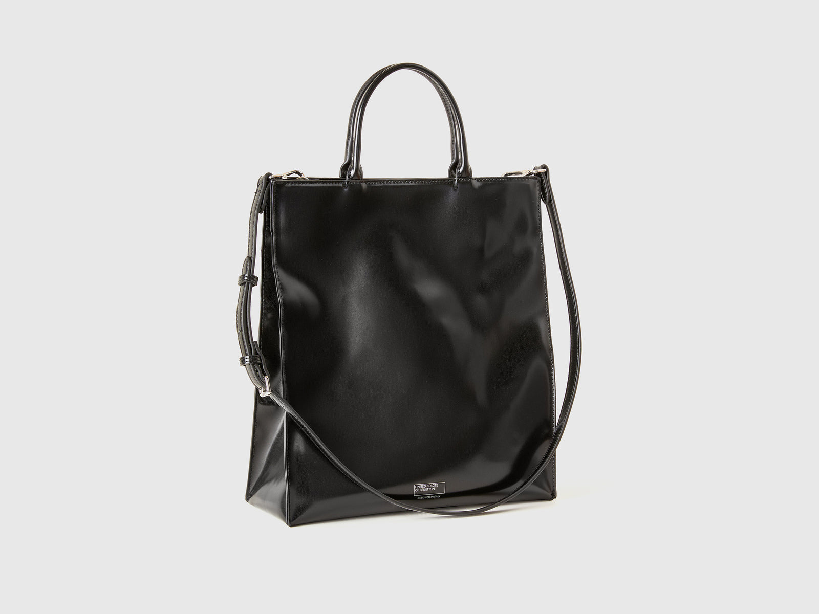 Shopping bag effetto opaco da donna nero 2 | Benetton Outlet