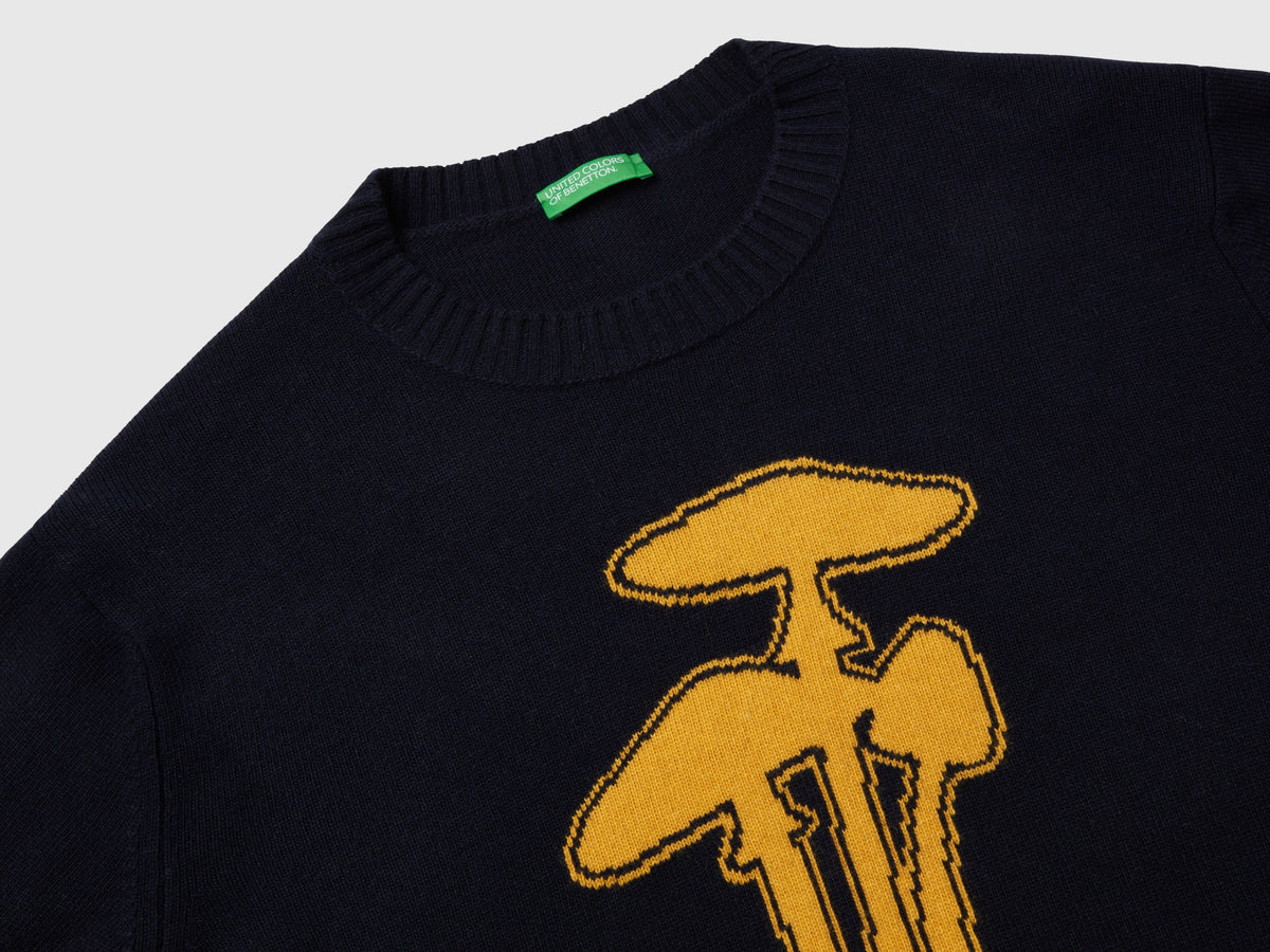 Maglia con intarsio fungo