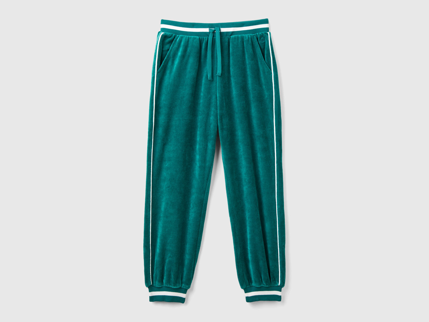 Pantaloni in ciniglia con coulisse da bambina verde scuro | Benetton Outlet