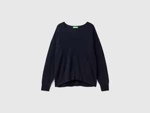 Maglia scollo a V in misto lana
