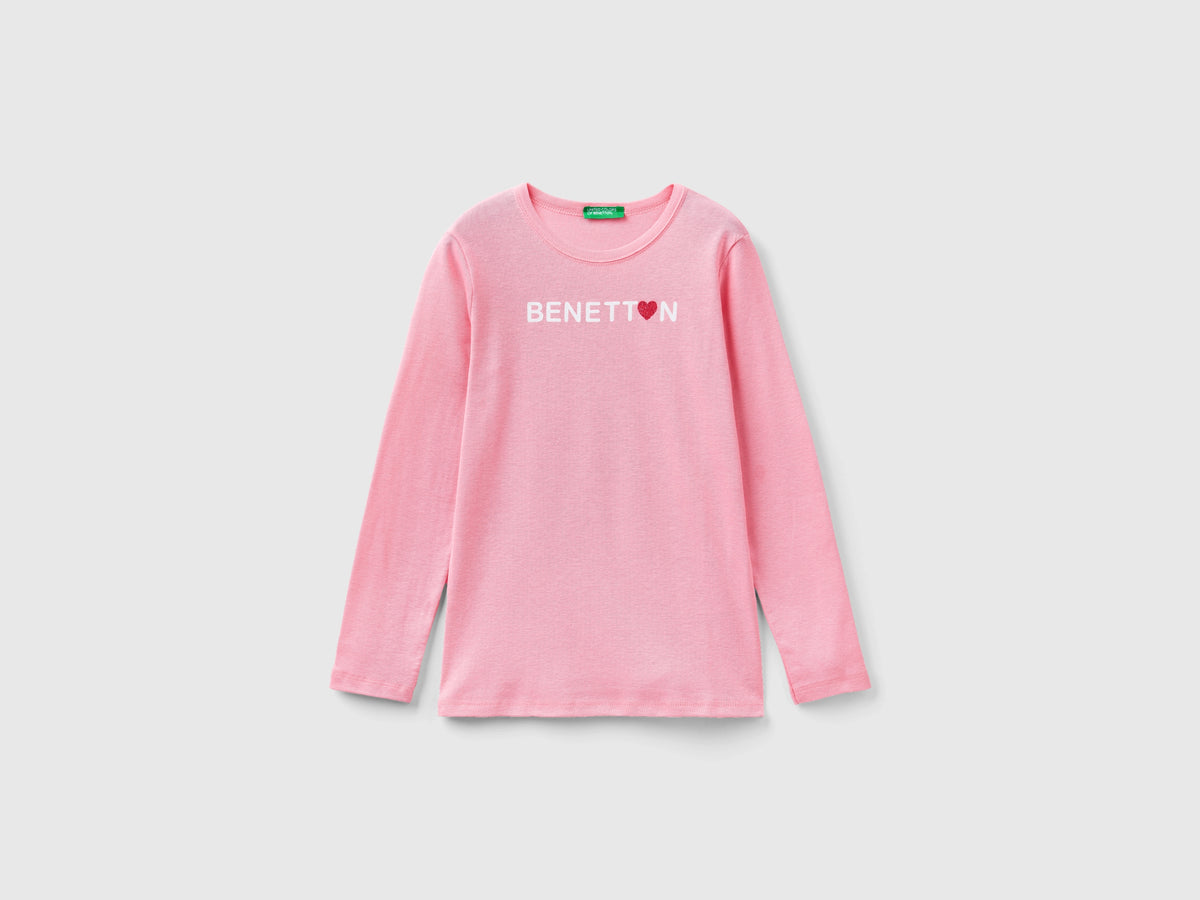 T-shirt manica lunga con stampa glitter