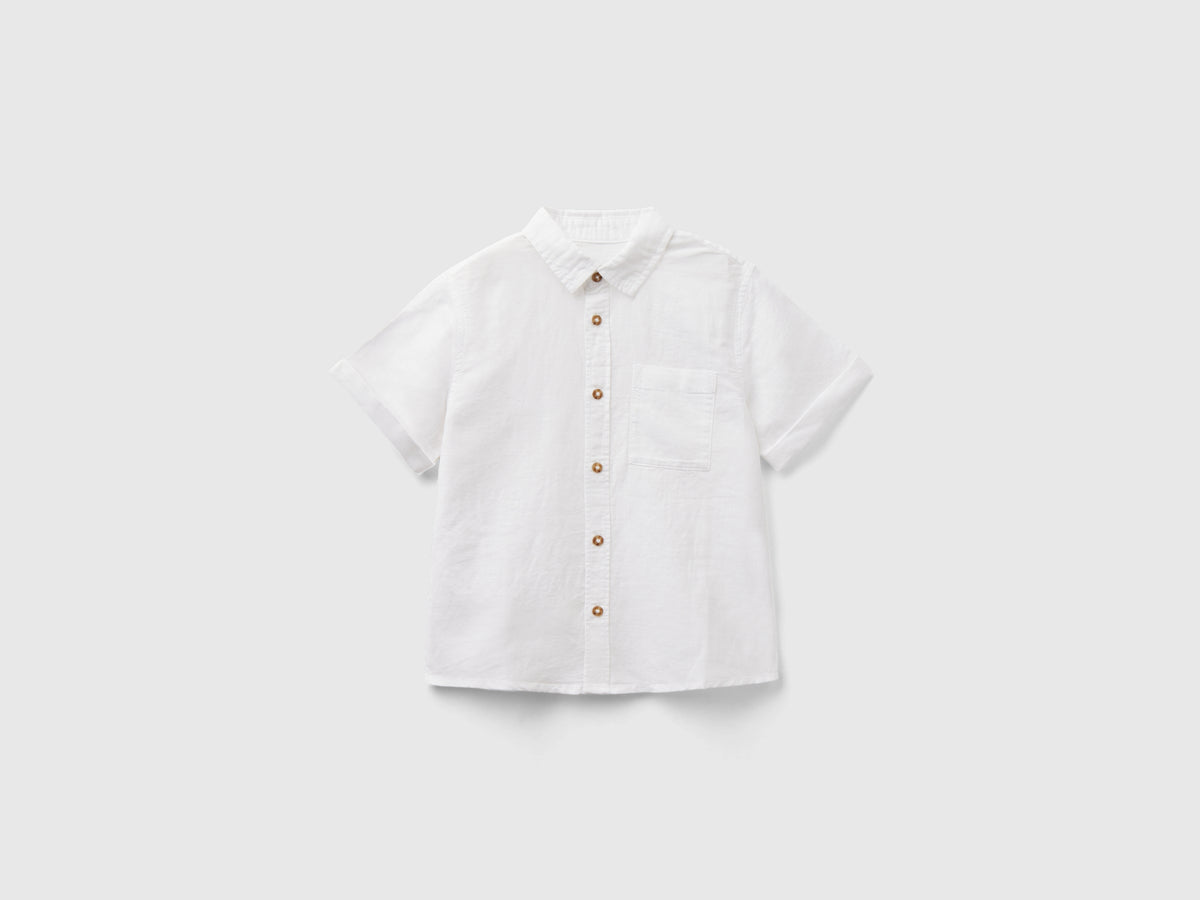 Camicia manica corta in misto lino