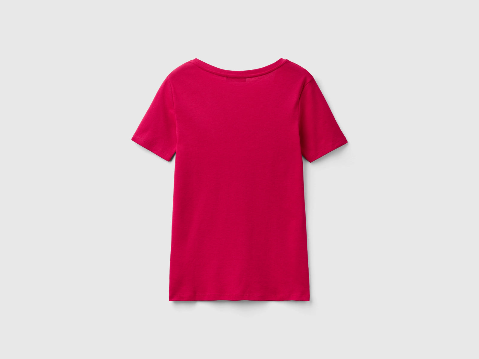 T-shirt in puro cotone con scollo a V da donna ciclamino 2 | Benetton Outlet