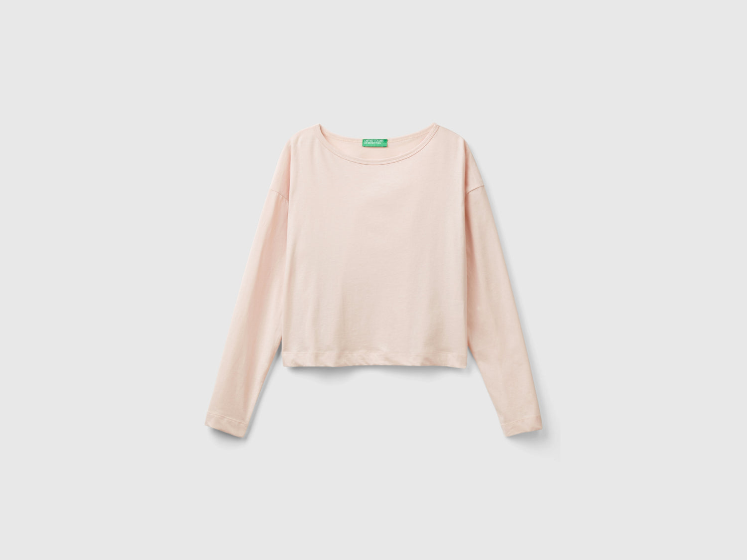T-shirt rosa cipria in cotone a fibra lunga da donna rosa tenue | Benetton Outlet