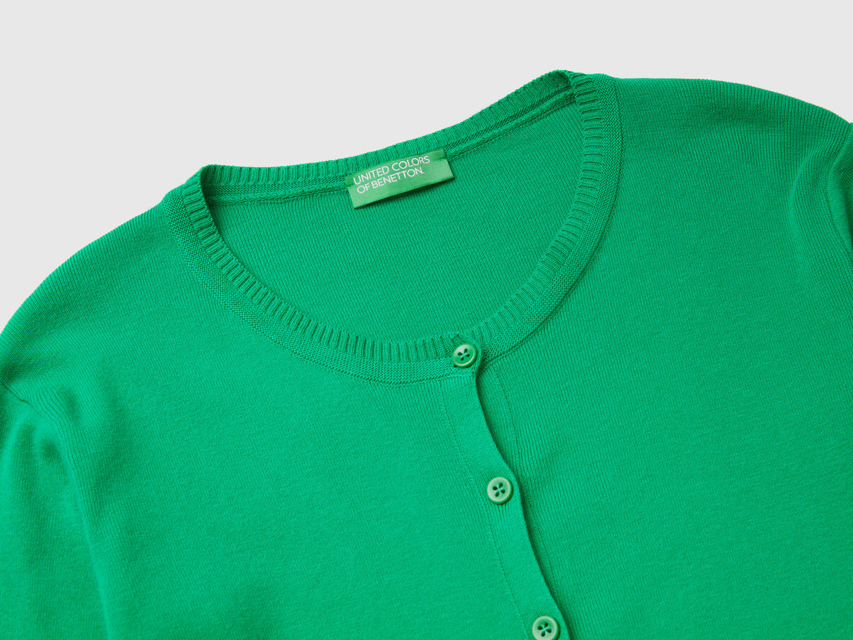 Cardigan girocollo in puro cotone