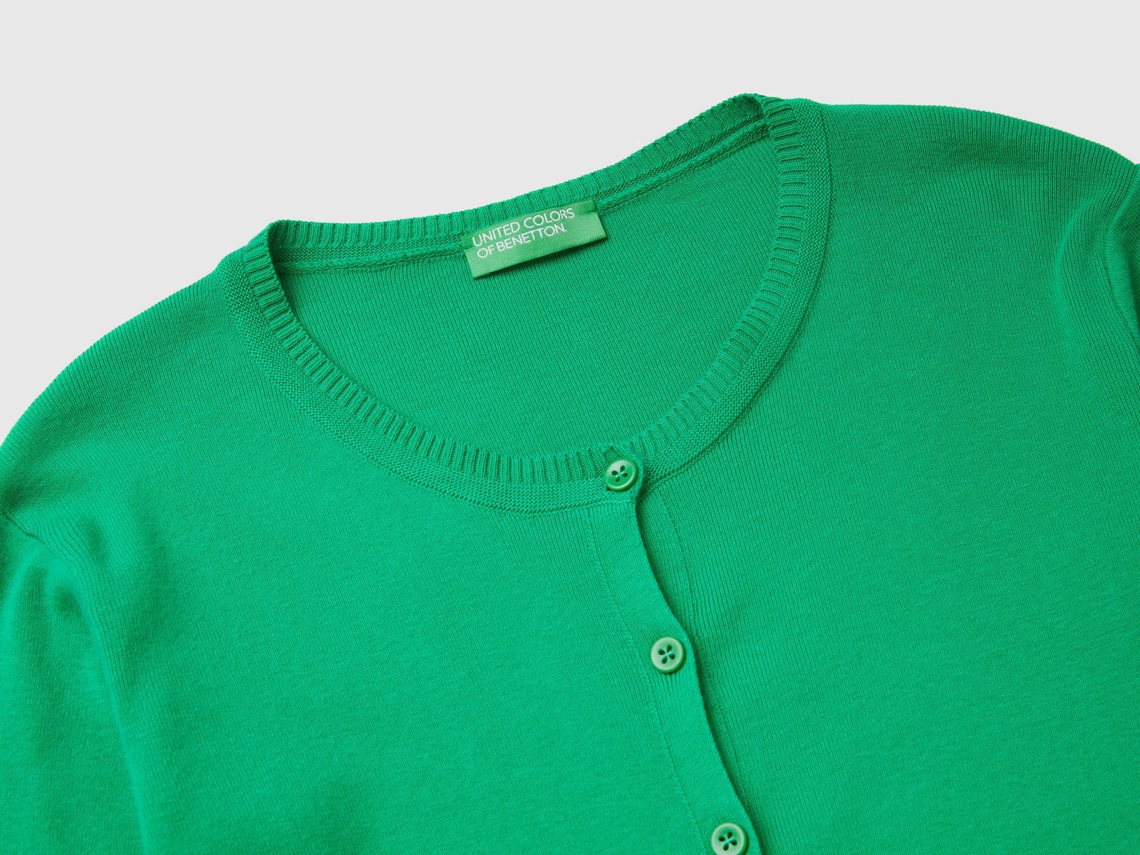 Cardigan girocollo in puro cotone da donna verde 3 | Benetton Outlet
