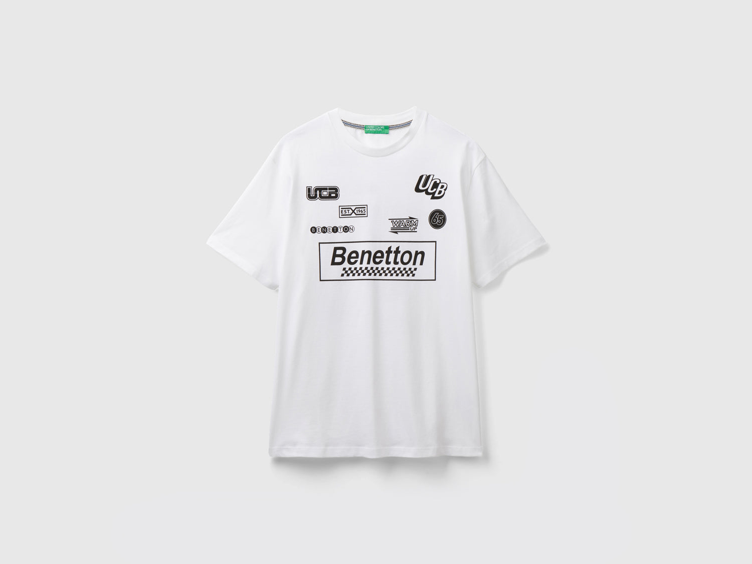 Maglietta con stampe loghi da uomo bianco | Benetton Outlet