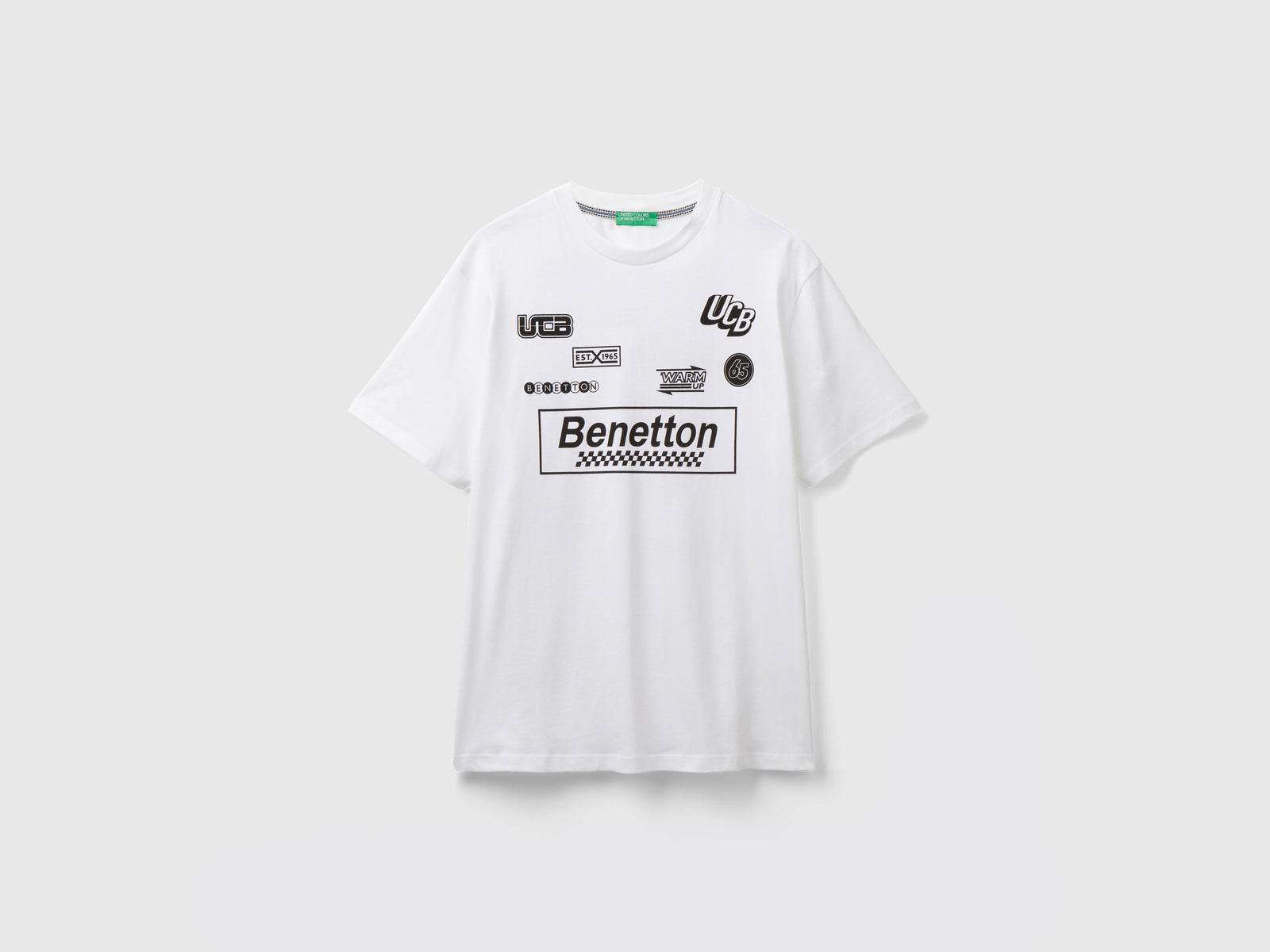 Maglietta con stampe loghi da uomo bianco | Benetton Outlet