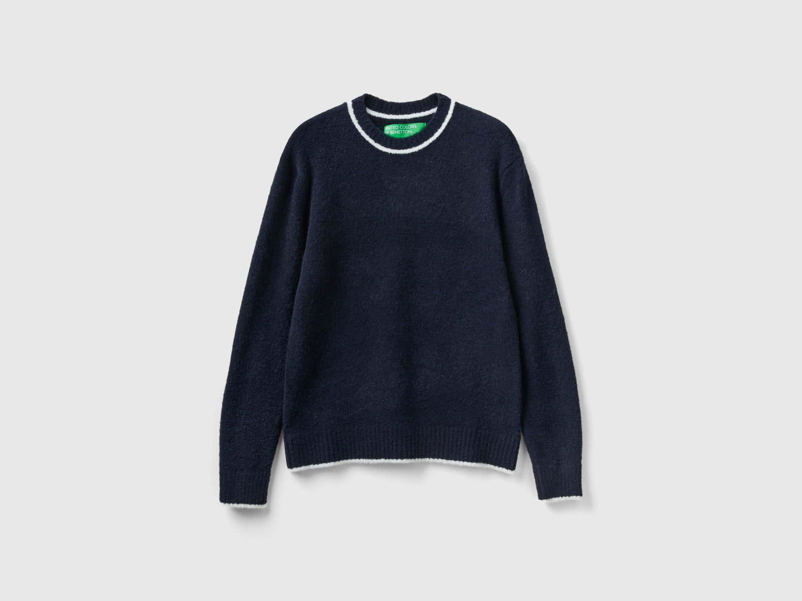 Maglia in misto lana e viscosa da uomo blu scuro | Benetton Outlet