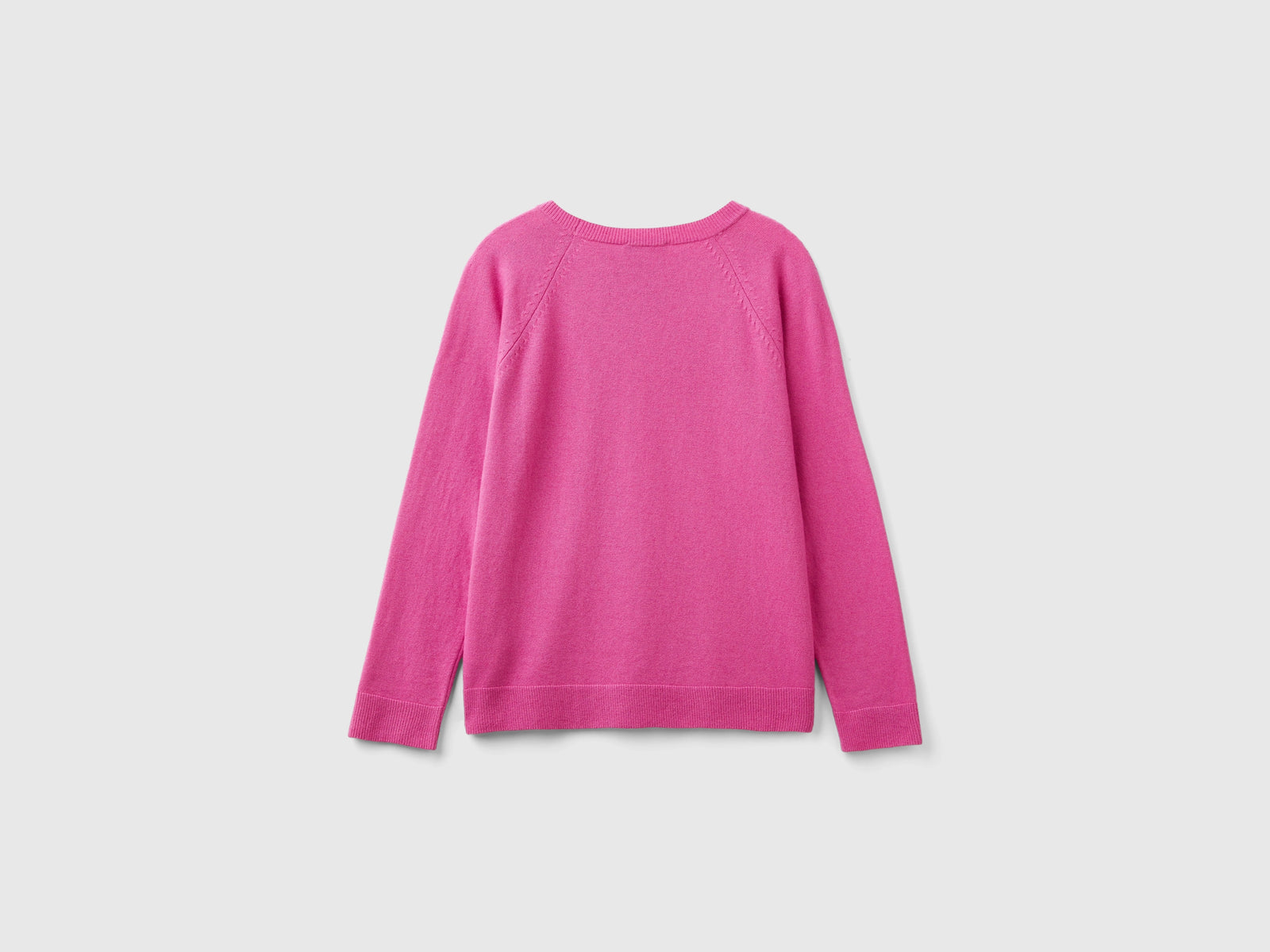 Maglia girocollo in misto lana e cashmere da donna rosa 2 | Benetton Outlet