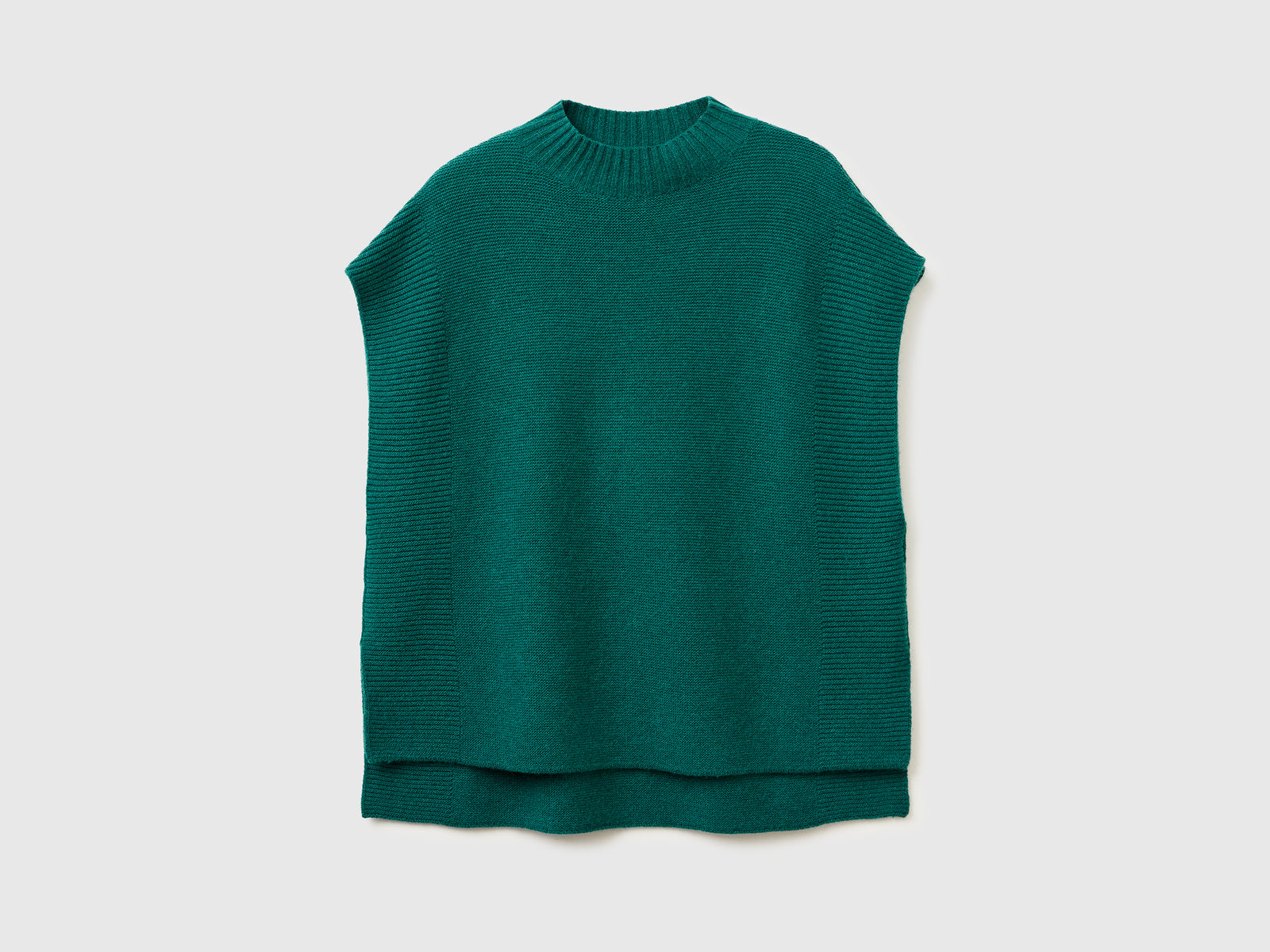 Gilet lupetto in misto lana da donna verde scuro | Benetton Outlet