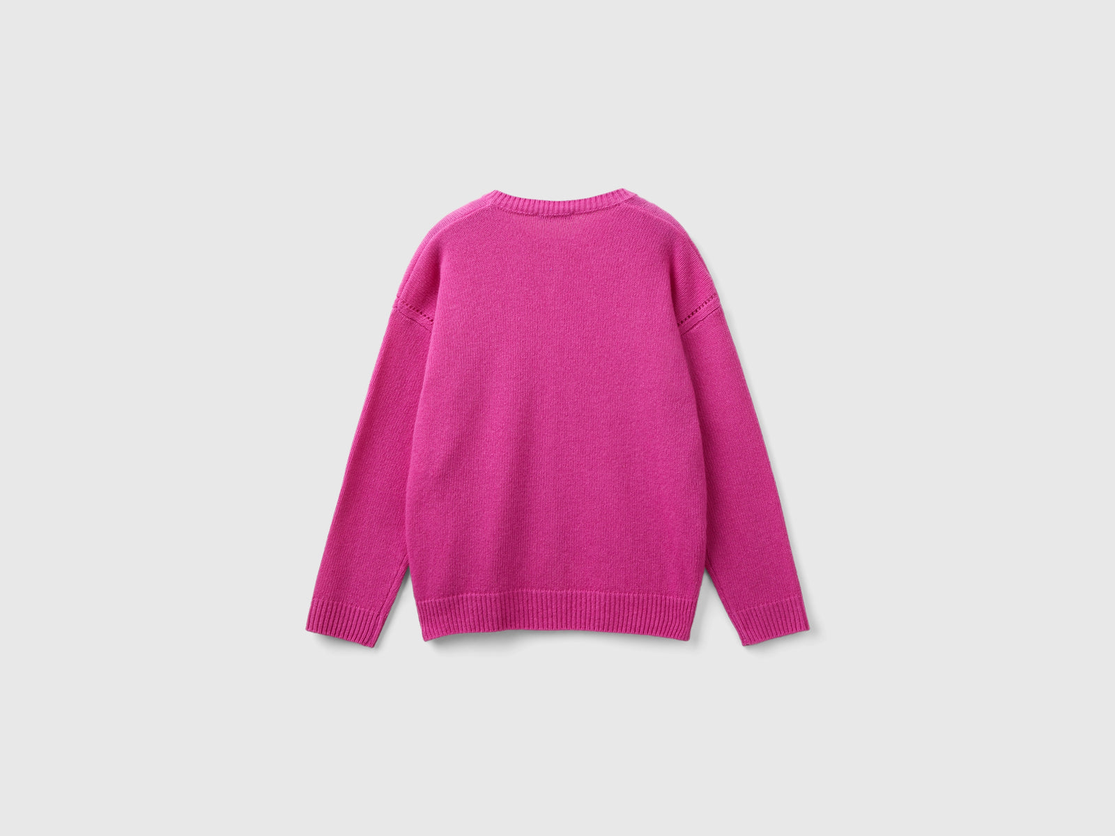 Cardigan girocollo con logo in strass da bambina fucsia 2 | Benetton Outlet