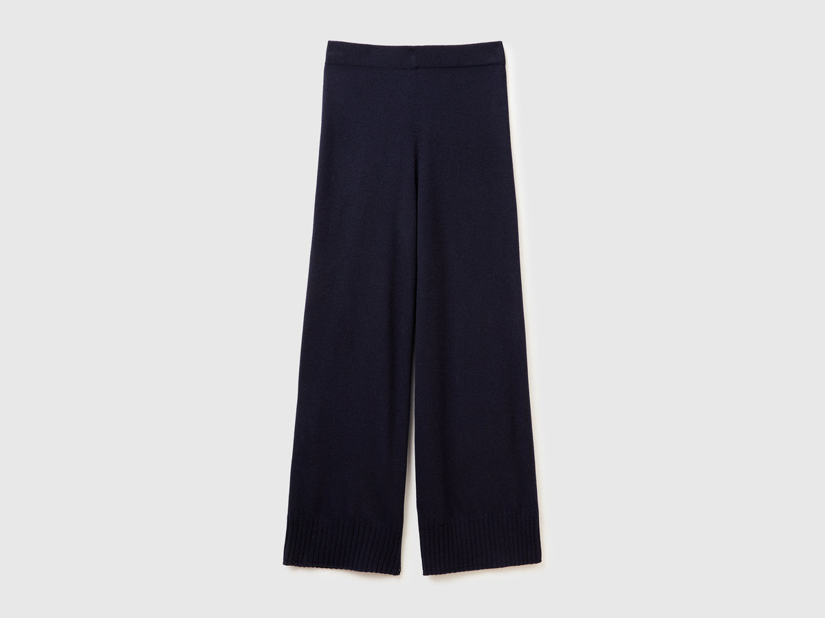 Pantaloni ampi in misto lana e cashmere