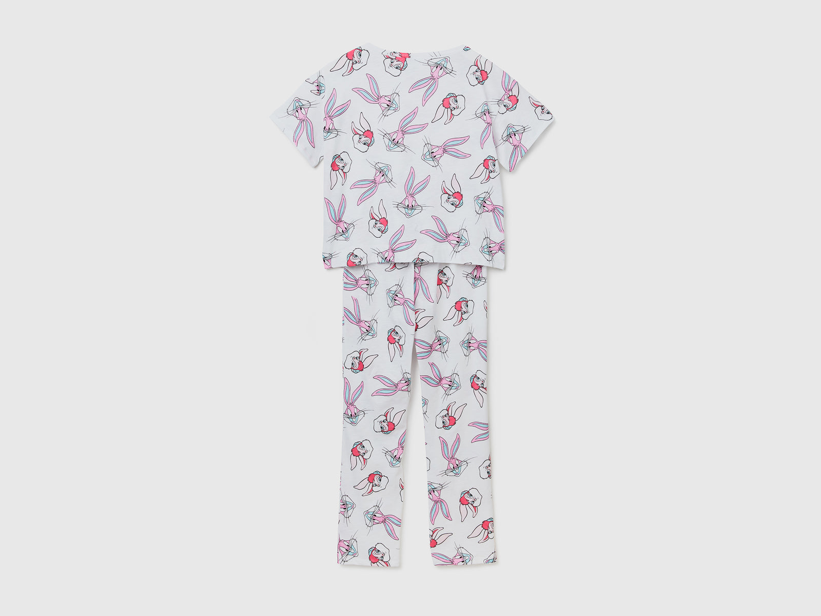 Pigiama lungo in puro cotone leggero con stampa Bugs Bunny da donna multi-color 2 | Benetton Outlet