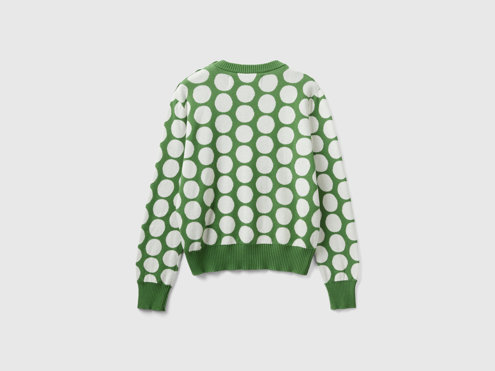 Maglia a pois in cotone tricot da donna verde 2 | Benetton Outlet