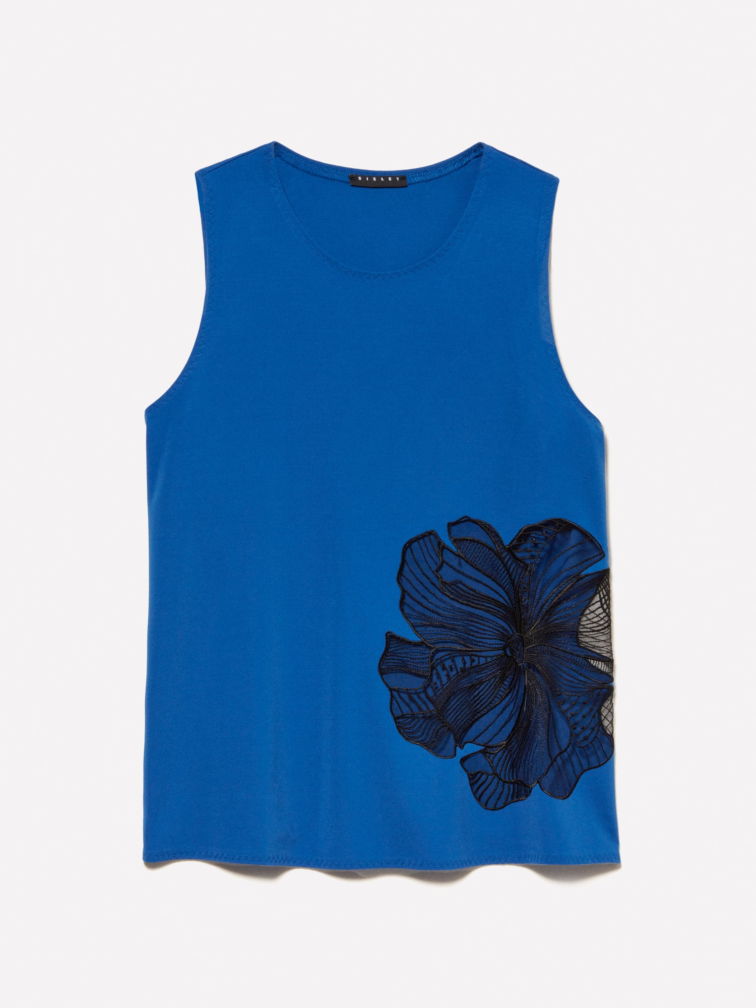 Top con ricamo floreale da donna blu | Sisley Outlet