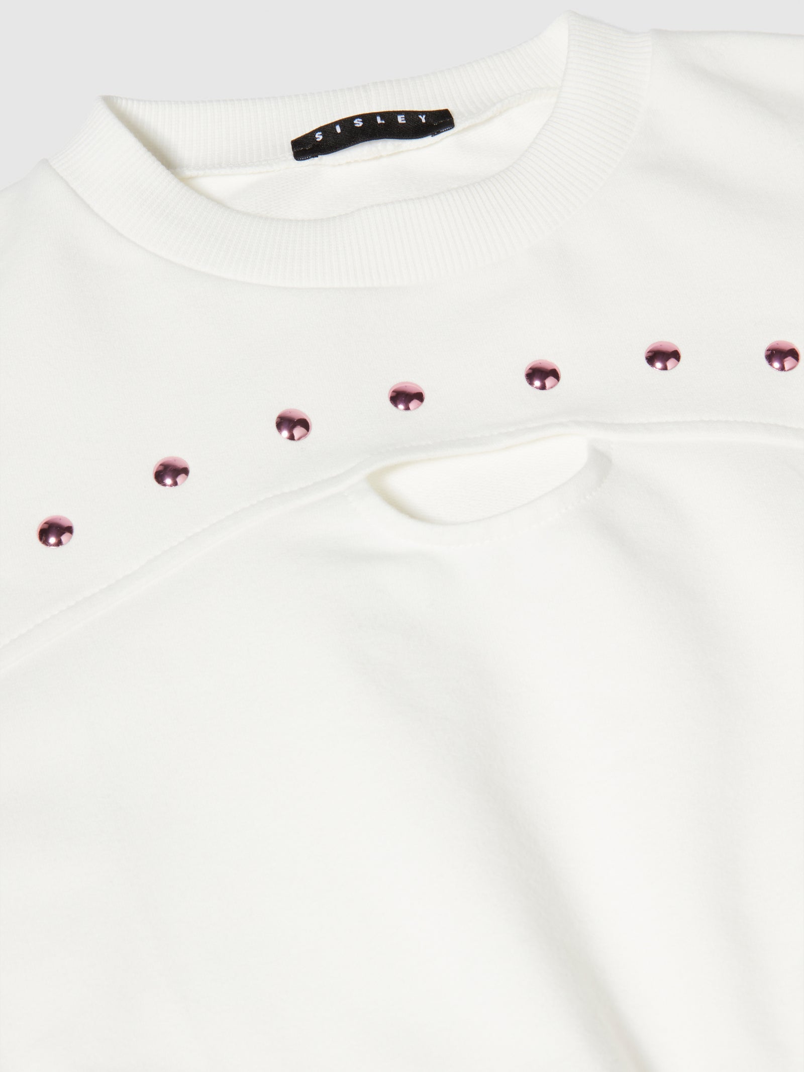 Felpa cropped con borchie da bambina bianco 2 | Sisley young Outlet