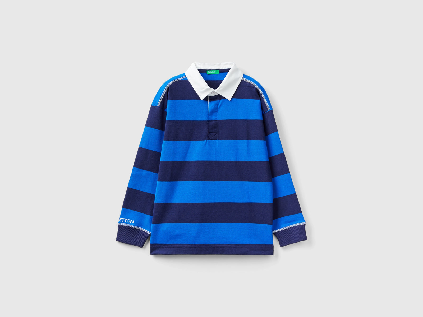 Polo rugby a righe bluette e blu scuro da bambino multi-color | Benetton Outlet