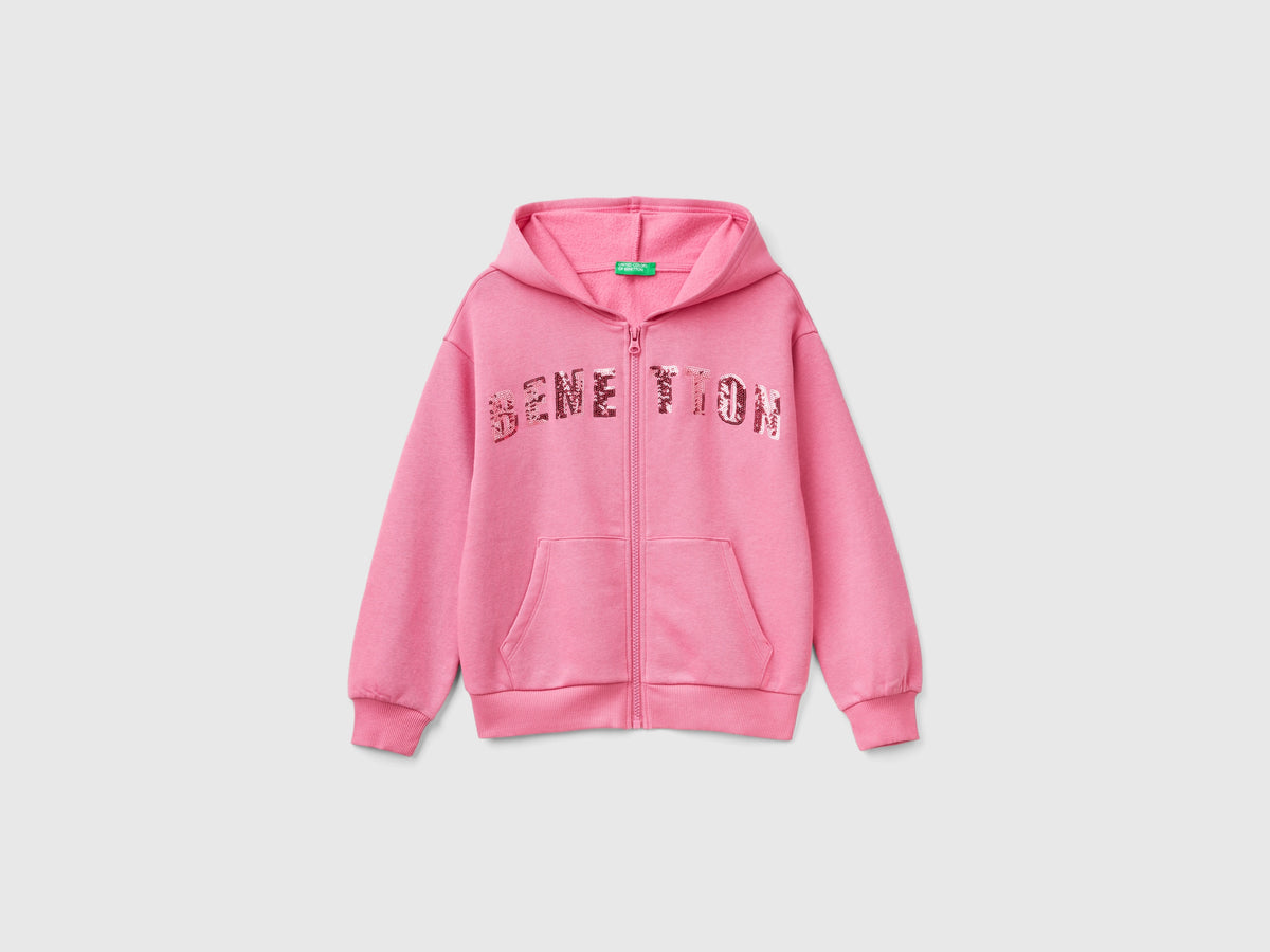 Zip-up sweatshirt with sequins