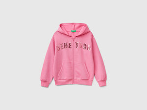Zip-up sweatshirt with sequins