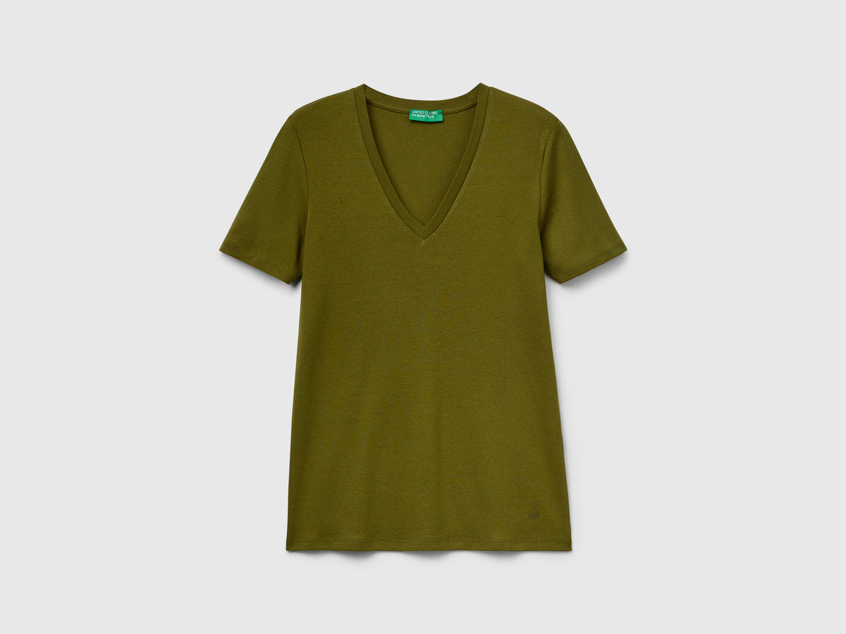 T-shirt in puro cotone con scollo a V