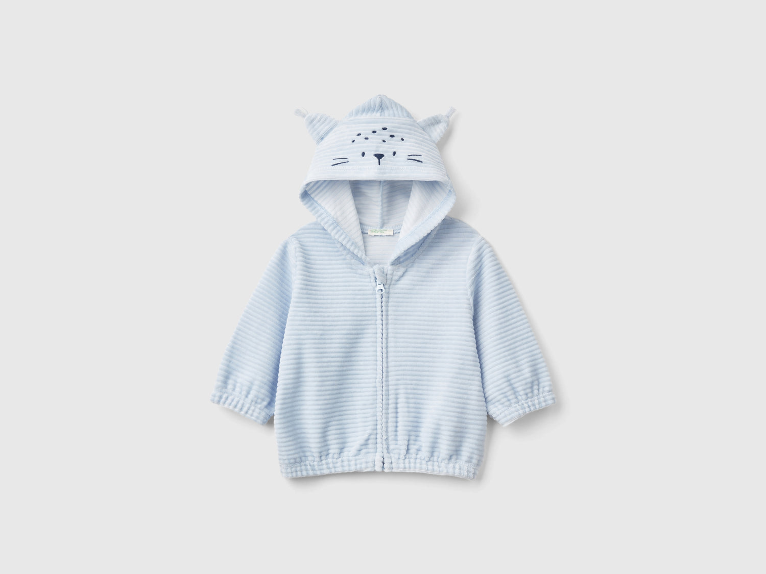 Felpa in ciniglia con cappuccio da neonato celeste | Benetton Outlet