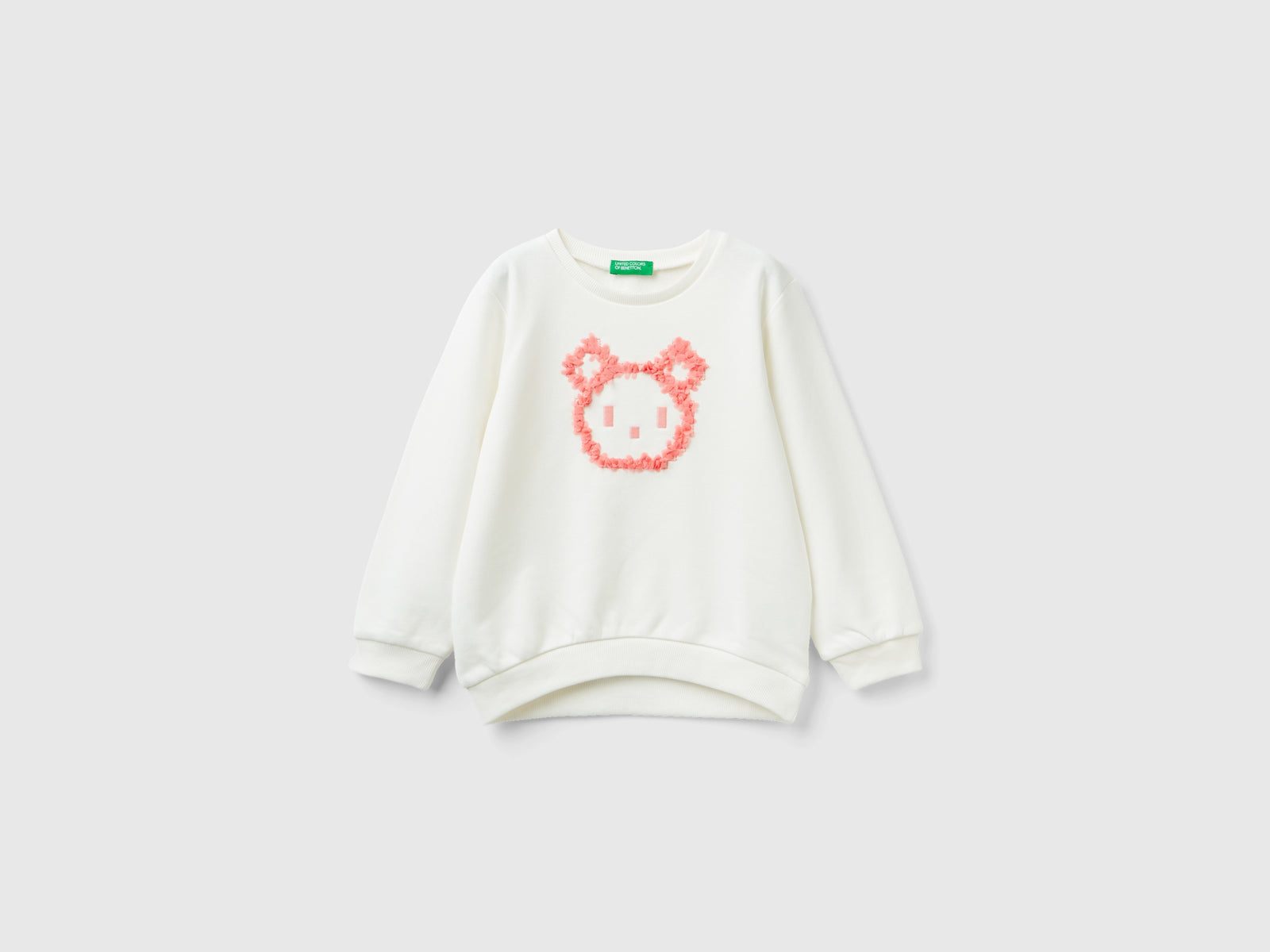 Felpa con applicazione effetto petali da bimba bianco panna | Benetton Outlet