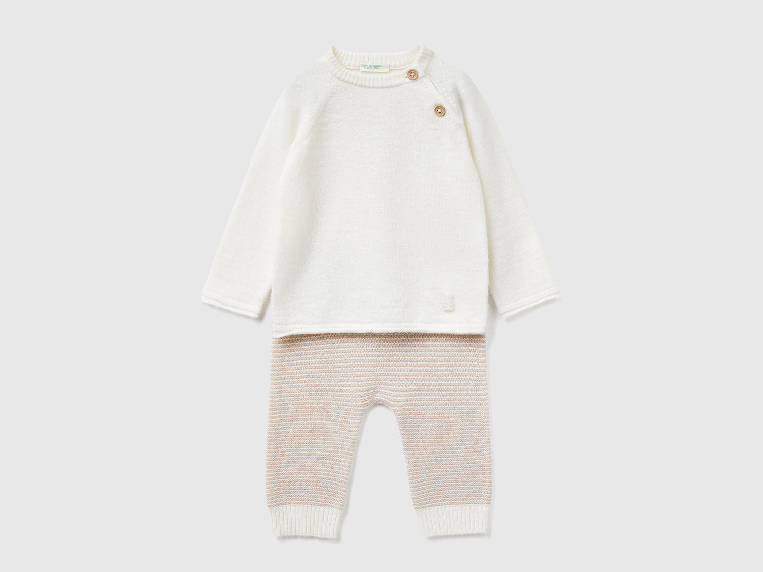 Completo in maglia da neonato bianco panna | Benetton Outlet