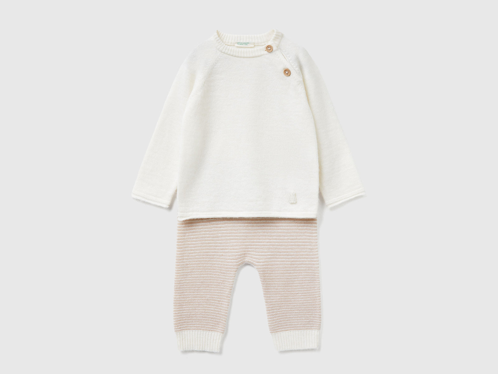 Completo in maglia da neonato bianco panna | Benetton Outlet