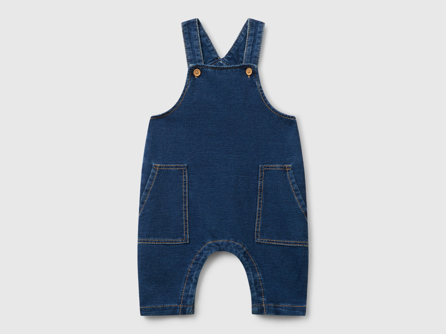 Salopette di jeans con tasche da neonato blu | Benetton Outlet