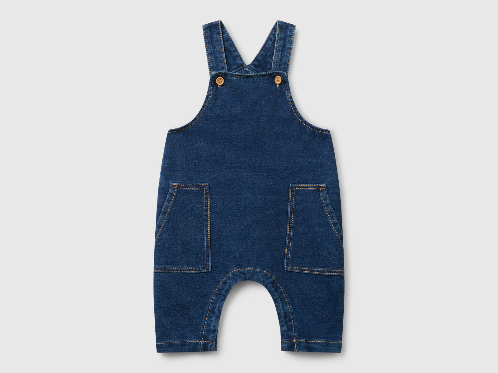Salopette di jeans con tasche da neonato blu | Benetton Outlet