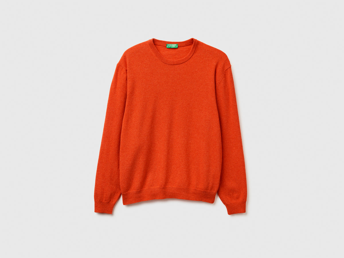 Maglia girocollo mélange in pura lana Merino