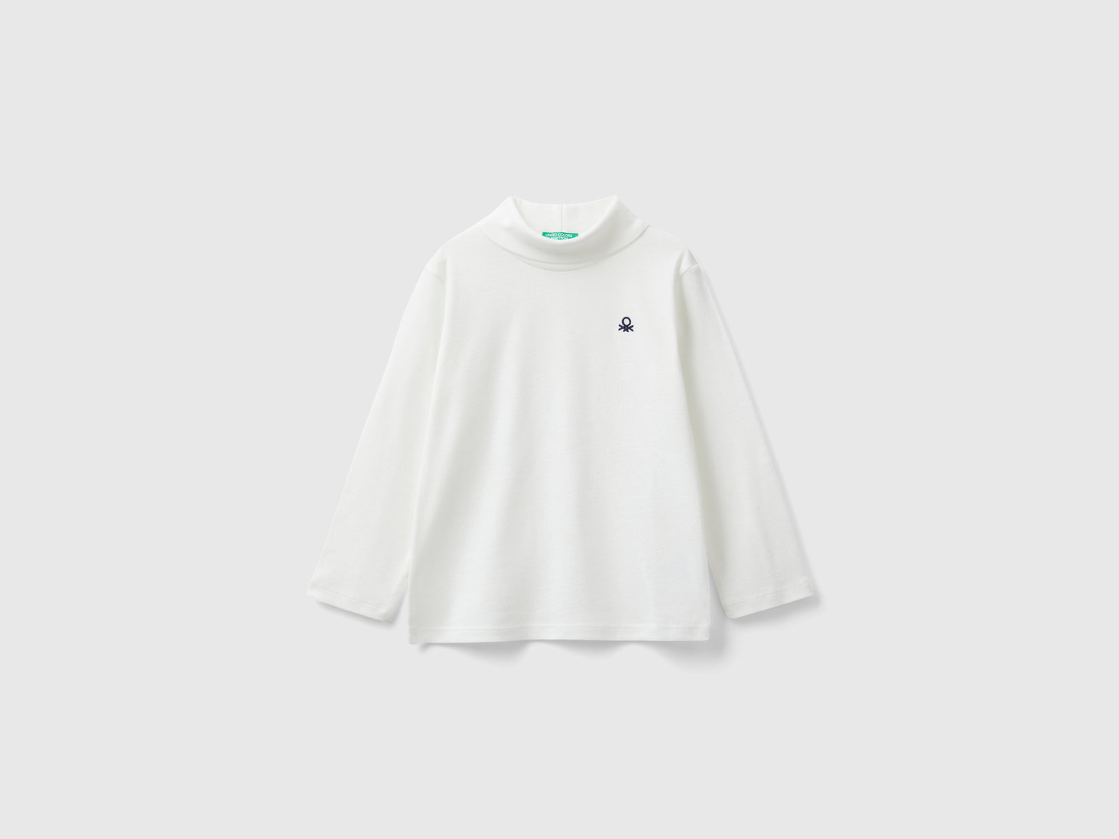T-shirt lupetto in caldo cotone bio da bimbo bianco panna | Benetton Outlet