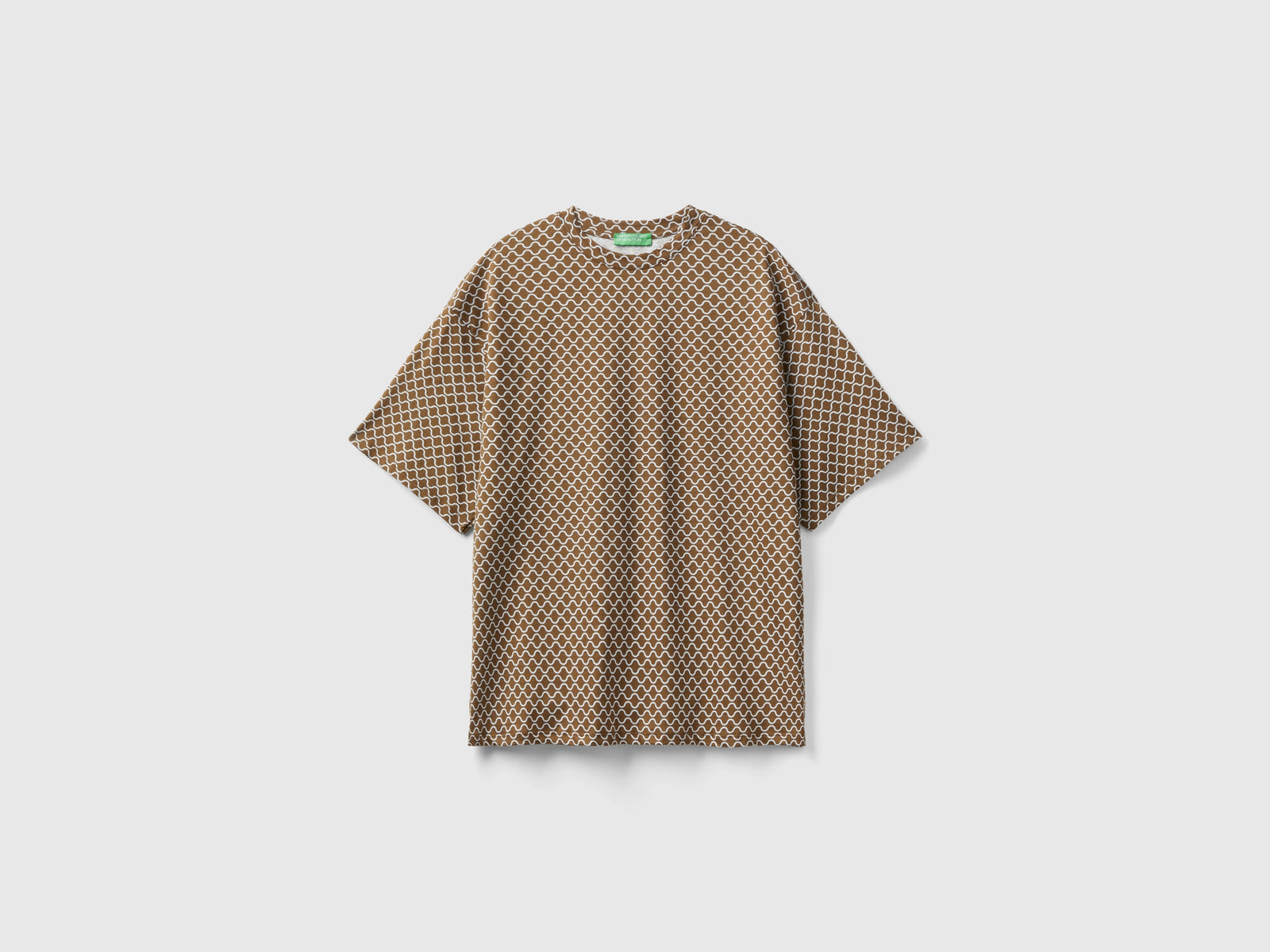Maglietta con stampa a onde da donna marrone | Benetton Outlet