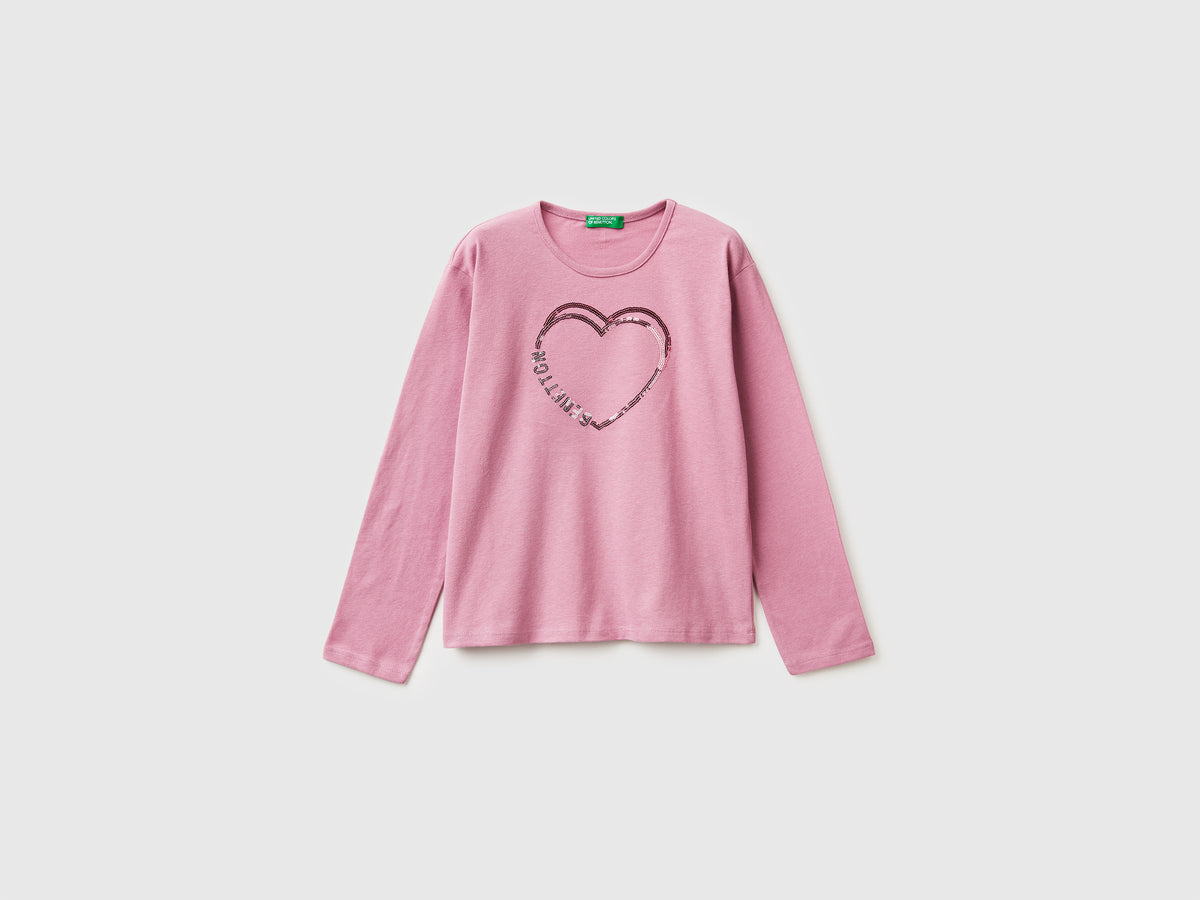 T-shirt in caldo cotone con paillettes