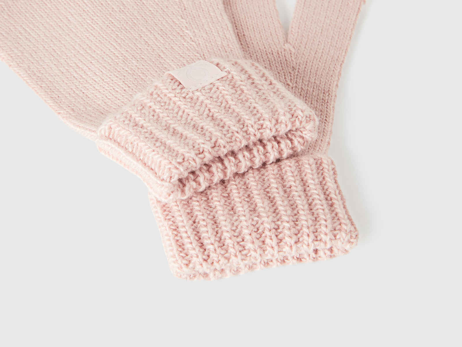 Guanti in maglia con logo da bambino rosa 3 | Benetton Outlet