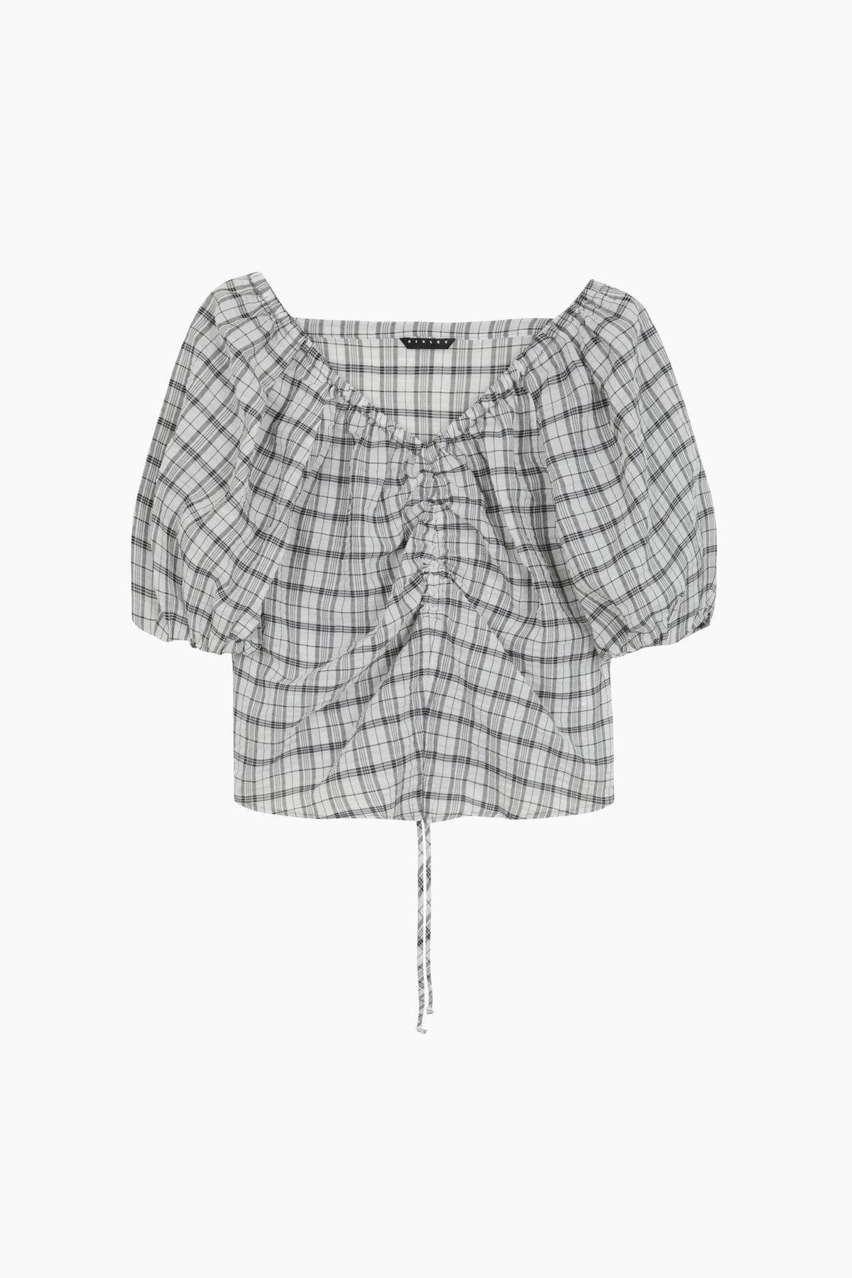 Blusa a quadri con arriccio