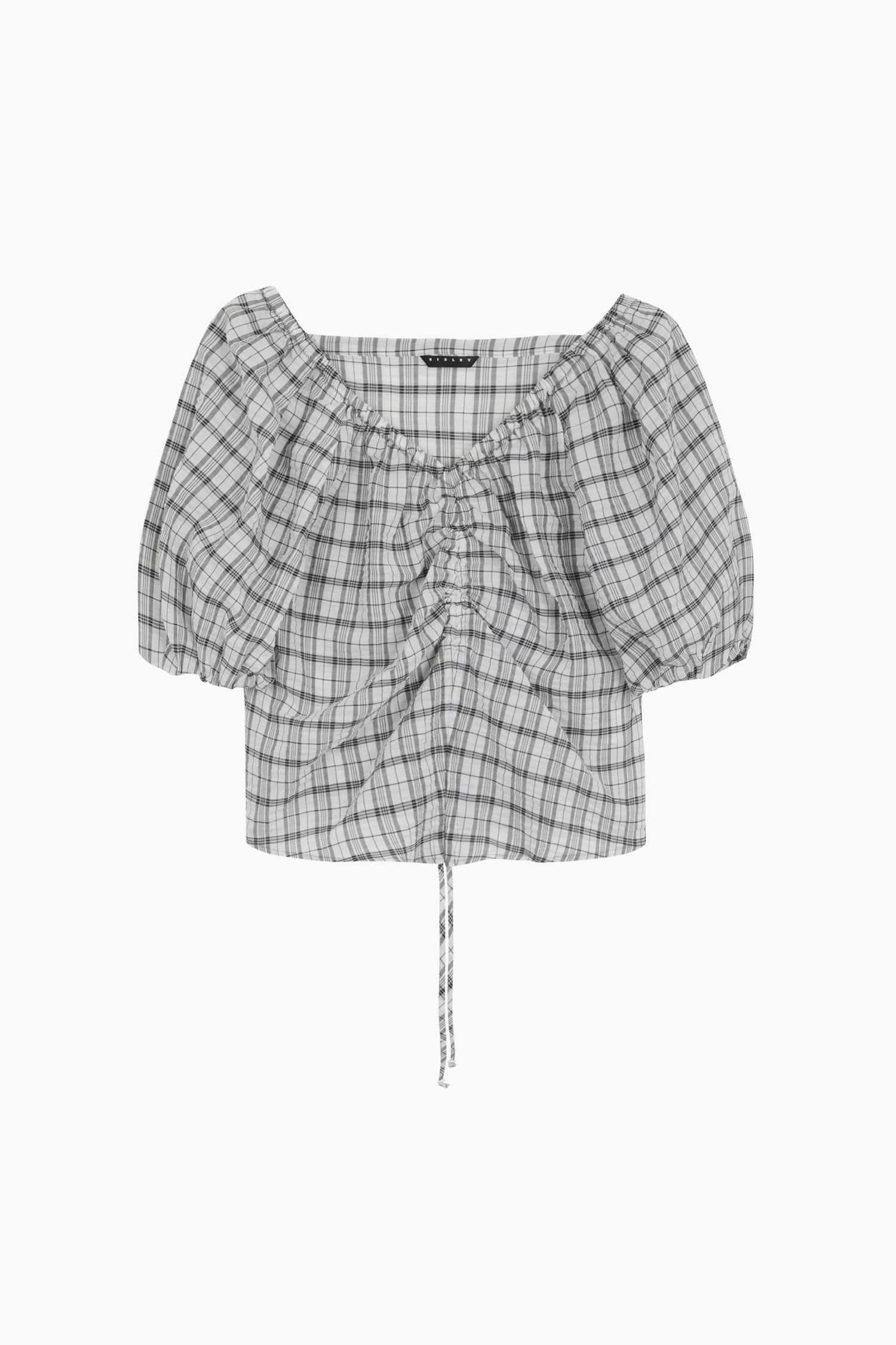 Blusa a quadri con arriccio da donna bianco | Sisley Outlet