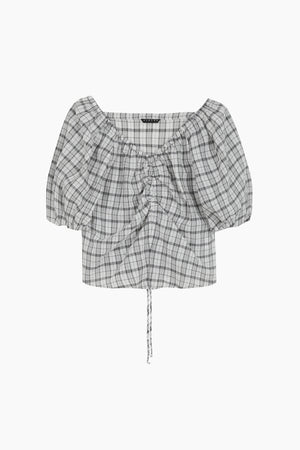 Blusa a quadri con arriccio