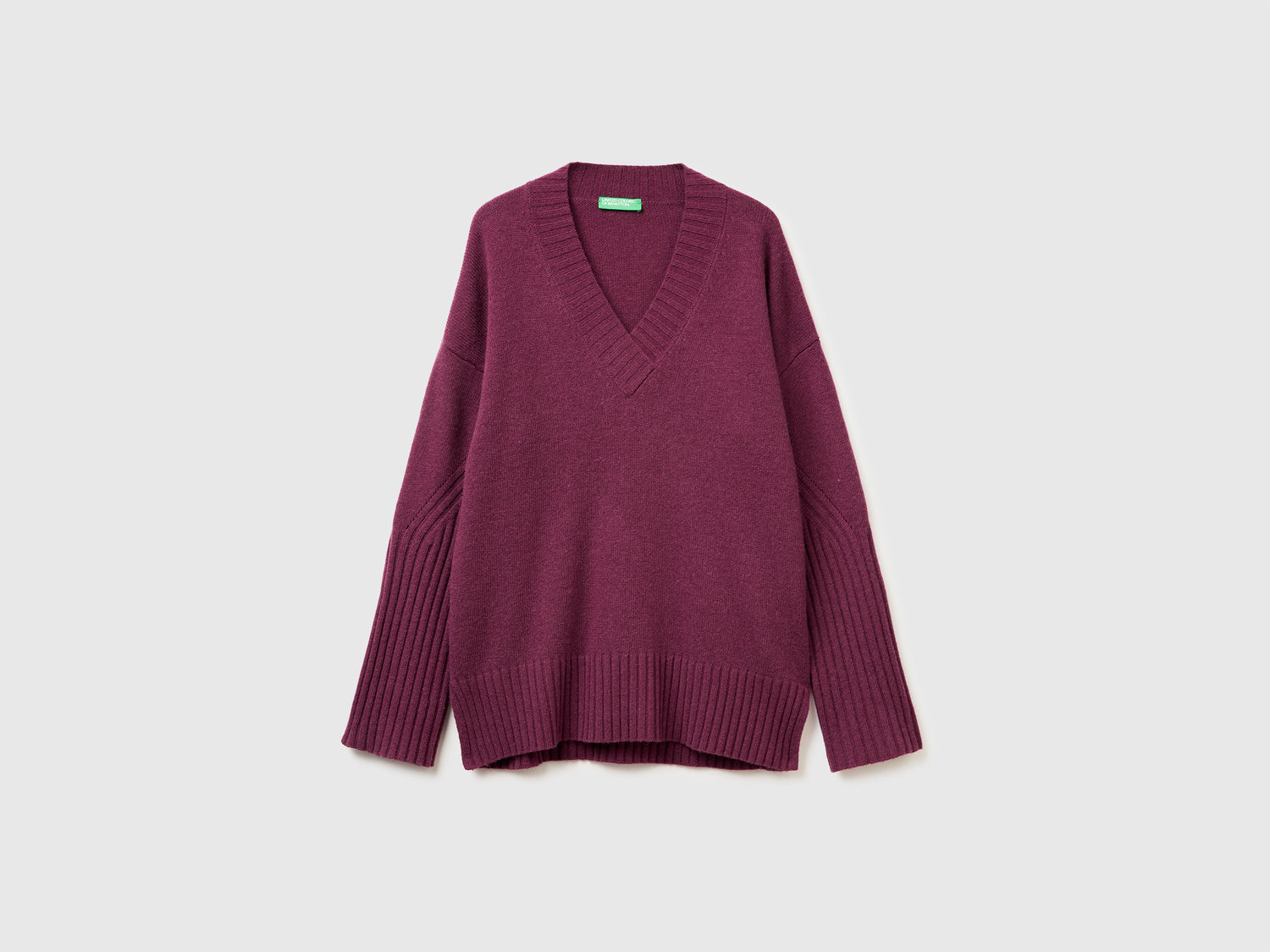 Maglione over fit in misto lana da donna prugna | Benetton Outlet