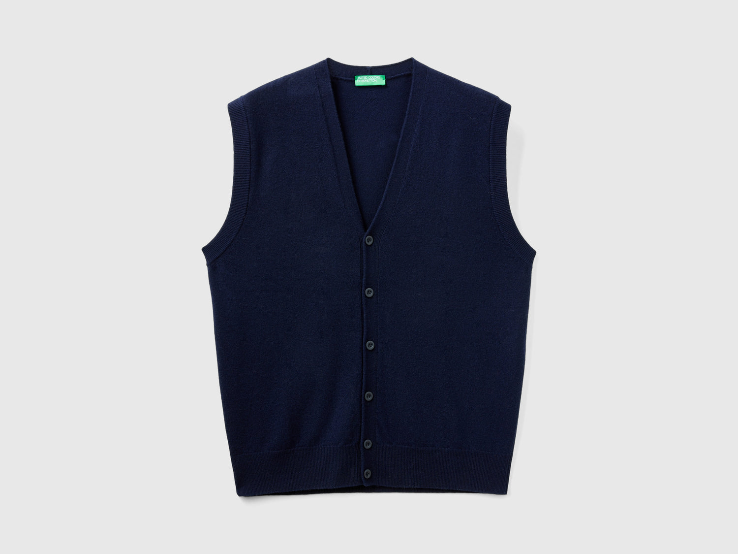 Gilet in pura lana Merino da uomo blu scuro | Benetton Outlet