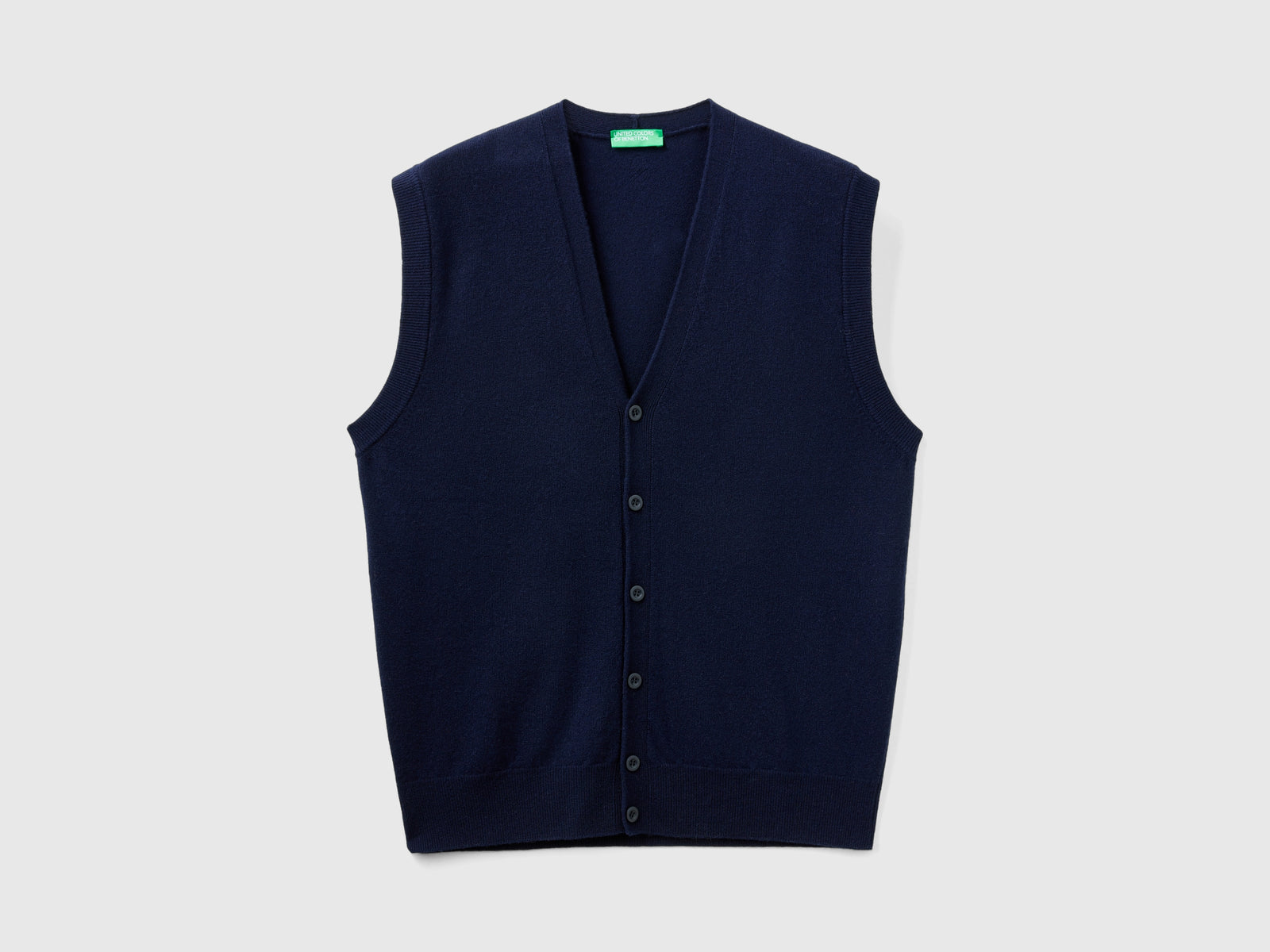 Gilet in pura lana Merino da uomo blu scuro | Benetton Outlet