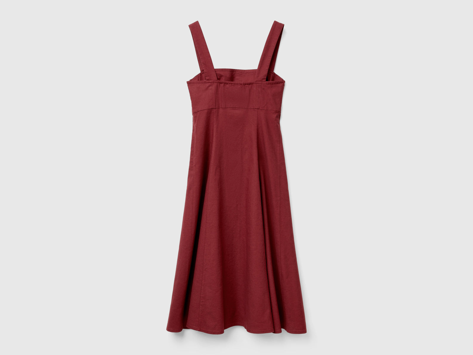 Vestito scollo quadrato in misto lino da donna bordeaux 2 | Benetton Outlet