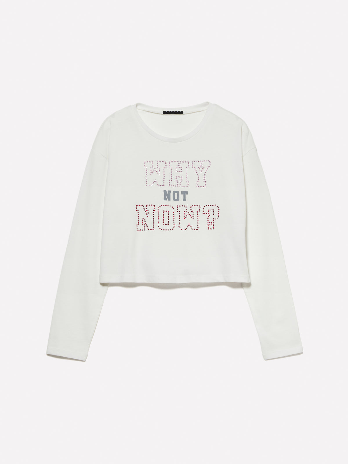 T-shirt cropped con strass