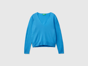 Maglione con scollo a V in pura lana Merino