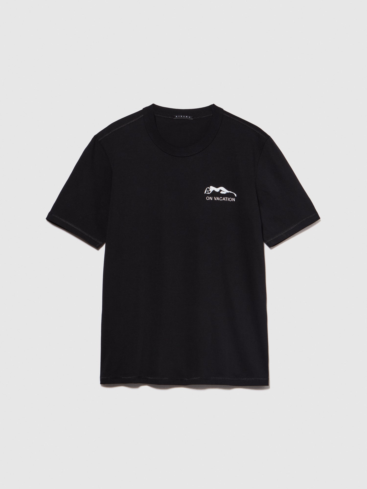 T-shirt regular fit con stampa da uomo nero | Sisley Outlet