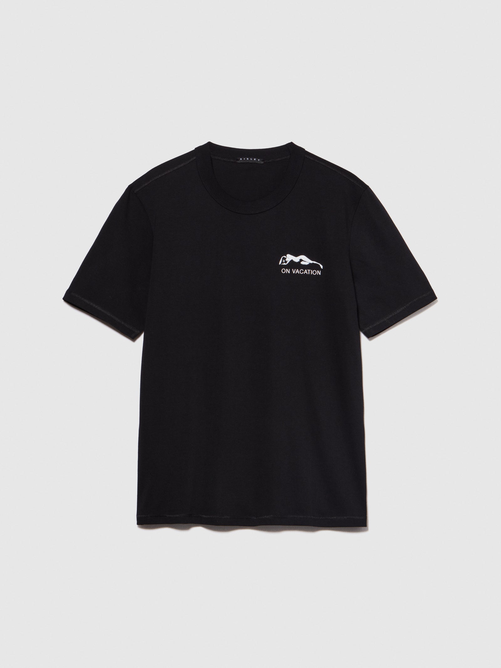 T-shirt regular fit con stampa da uomo nero | Sisley Outlet