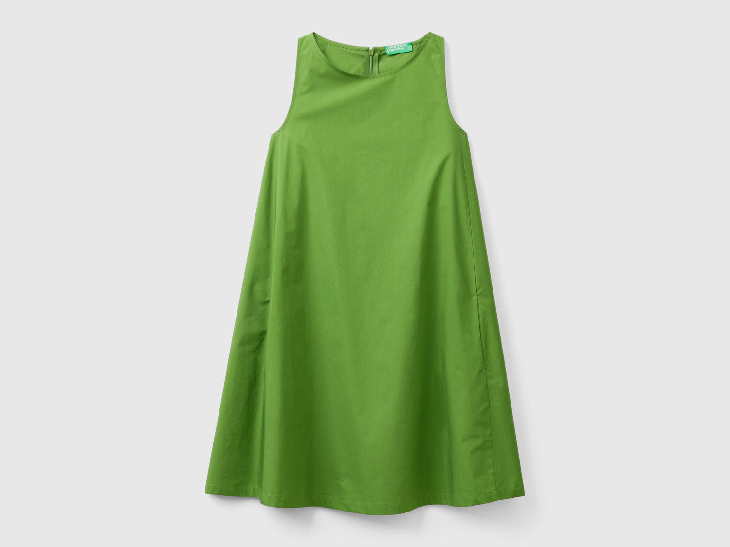 Abito smanicato a trapezio da donna verde militare | Benetton Outlet